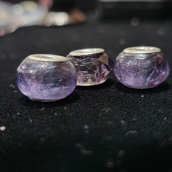 Set of 3 GLASS beads/charms. 925 silver - Picture 5 of 6